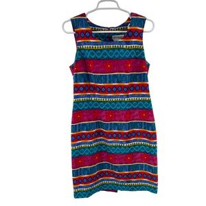 Miss Dorby Colorful Women's Dress geometric floral sleeveless knee length 10